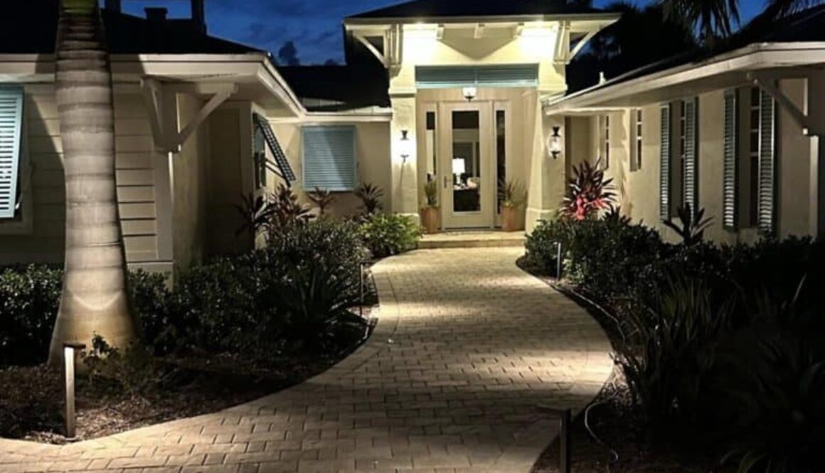 Professionally illuminated home exterior in Brevard County Florida