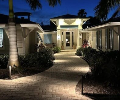 Professionally illuminated home exterior in Brevard County Florida
